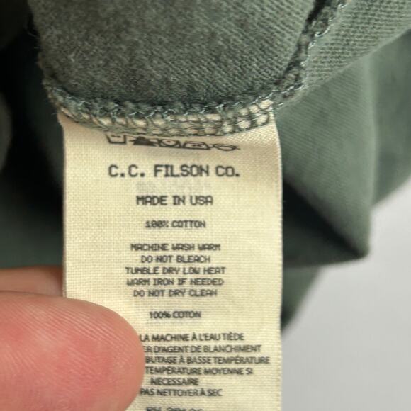 Filson Boat Short Sleeve Crew Neck Shirt Smoke Green Made in USA Men's Size M - Picture 5 of 10